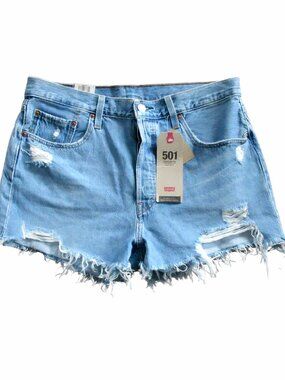 Levi’s 501 High Rise Denim Shorts Button Fly Raw Hem 100% Cotton
